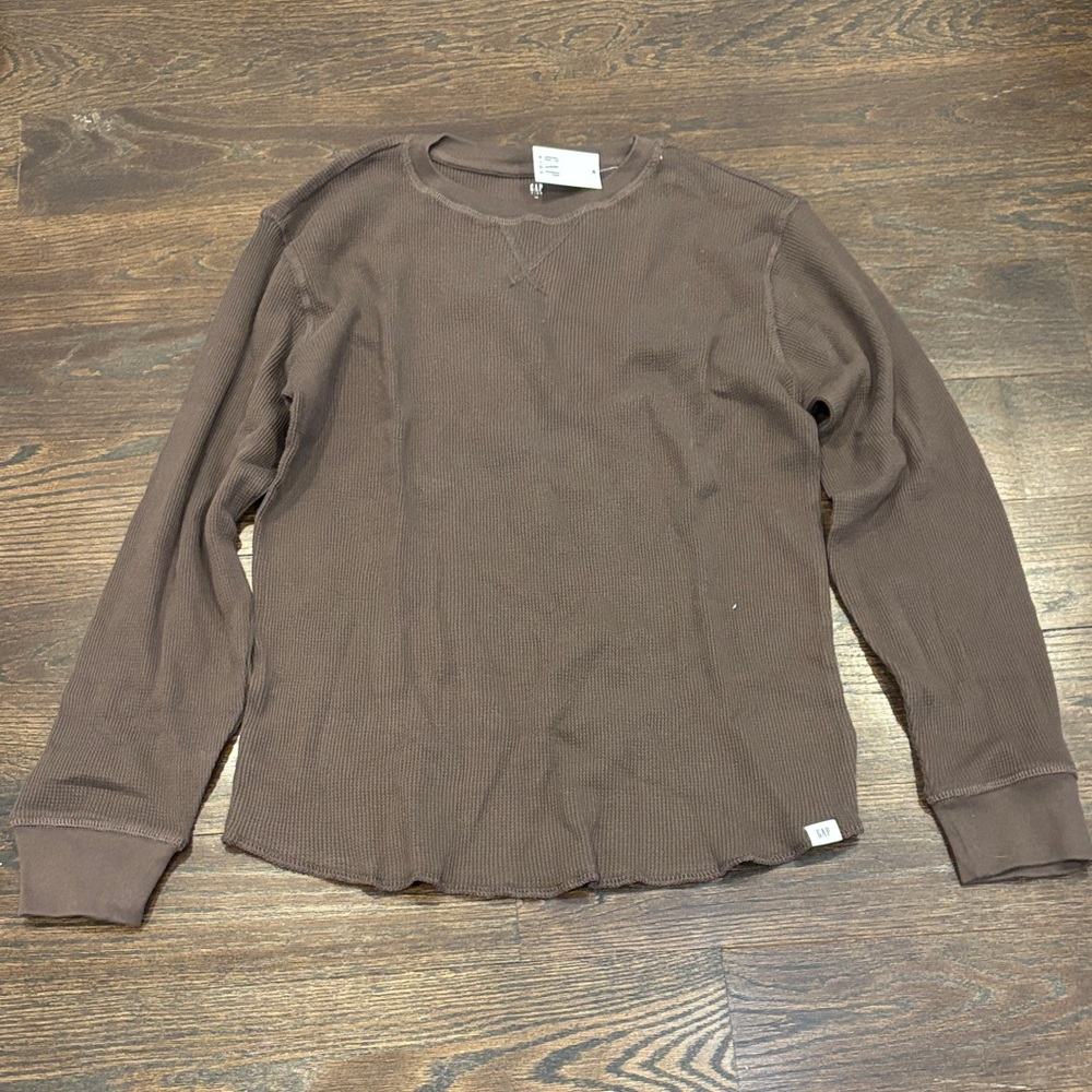 NWT GAP Boy’s Brown Waffle Knit Crewneck Sweater Size XL